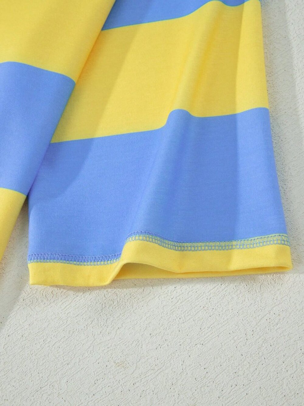 Yellow Casual Women's Light Striped Collared Quarter-Zip Top and Shorts Set - Picture 7 of 9